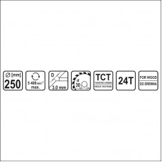 STHOR Disc pentru taiat lemn 250x30x3x1.8mm, 24T..